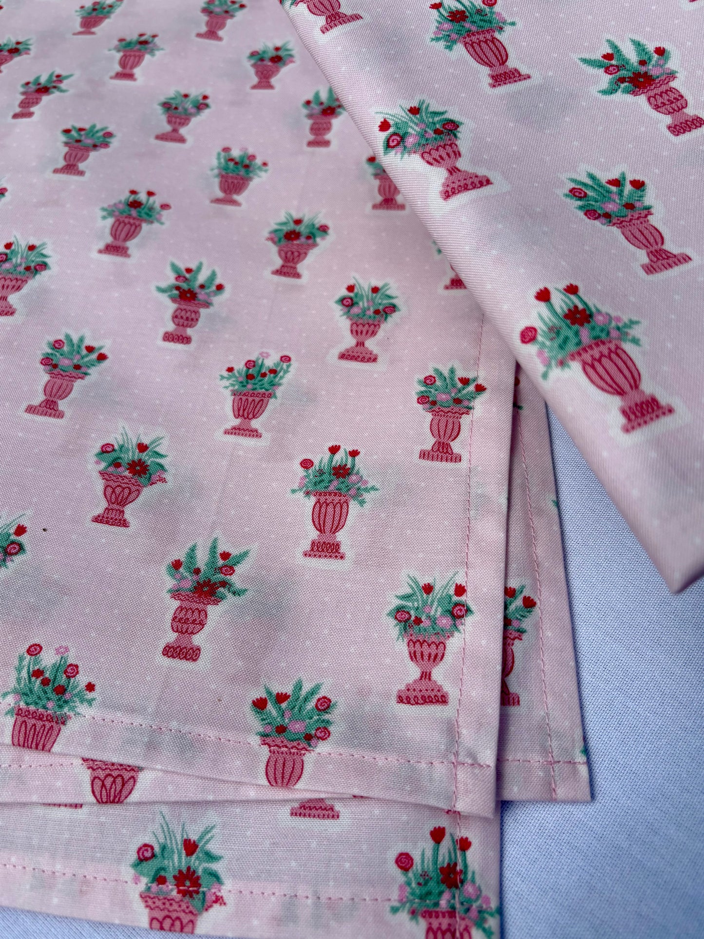 Pink Garden Party Napkin Set of 6 made with Liberty cotton fabric, featuring floral patterns, perfect for elegant table settings or special occasions