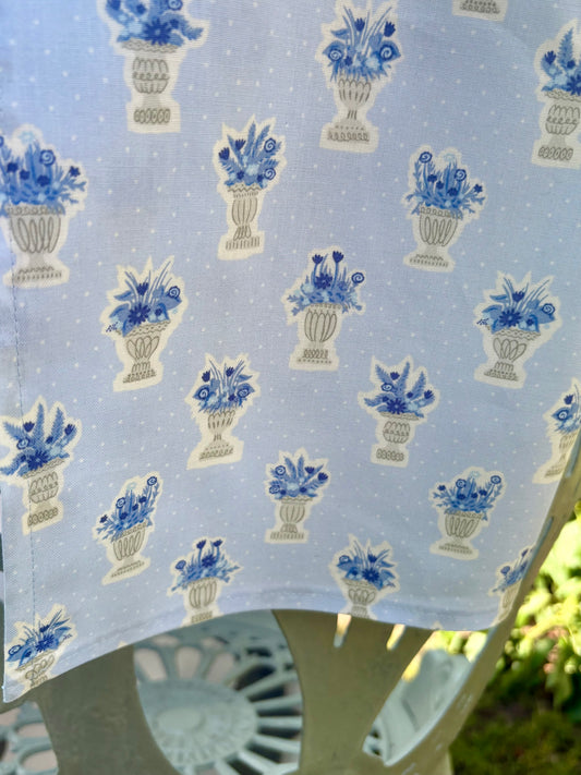 Set of 6 blue floral cotton napkins made with premium Liberty fabric, featuring elegant garden party design—perfect for summer tables and alfresco dining.