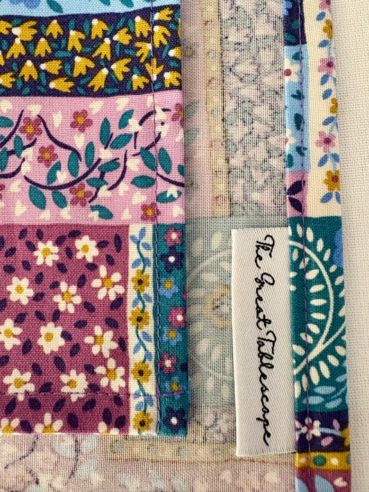 Tudor Patchwork Scarves Blue Napkin Set of 4 made with Liberty Cotton Fabric