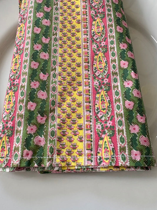 Reversible Napkins made with Liberty Fabric Prospect Stripe & Colleen’s Orchard, set of 2.